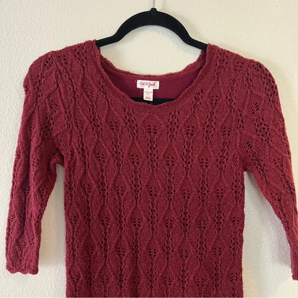 Girl's Size Large (10/12) Cat & Jack Burgundy Lined Sweater Dress